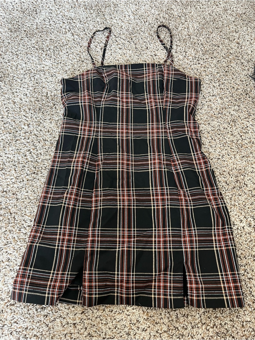 Forever 21 Black Plaid Mini Dress with Red & Cream Stripes